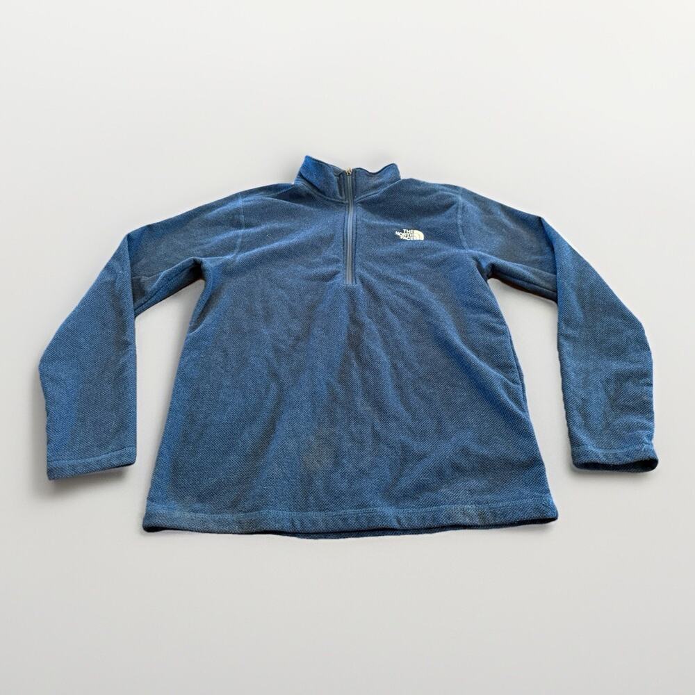 The North Face Mens Blue 1/4 Zip Mock Neck Pullover Fleece Sweater Jacket Size L